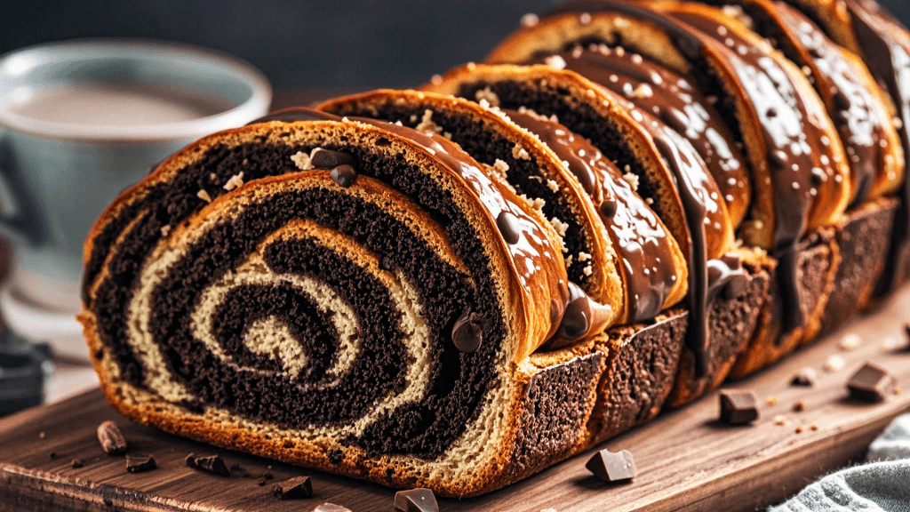 _A beautifully braided chocolate babka loaf